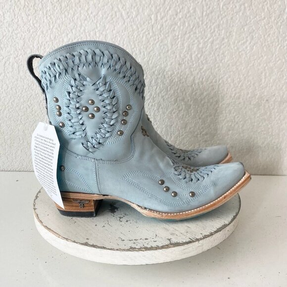 Lane COSSETTE Womens Cowboy Booties 8 Blue Cowgirl Western Boots Short Ankle - Picture 2 of 11